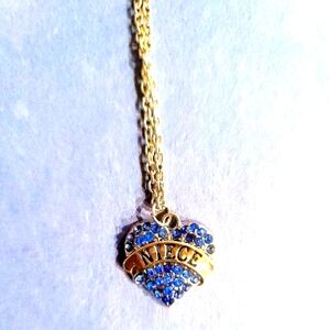 NIECE "HEART SAPPHIRE BLUE GEMSTONE PENDANT NECKLACE